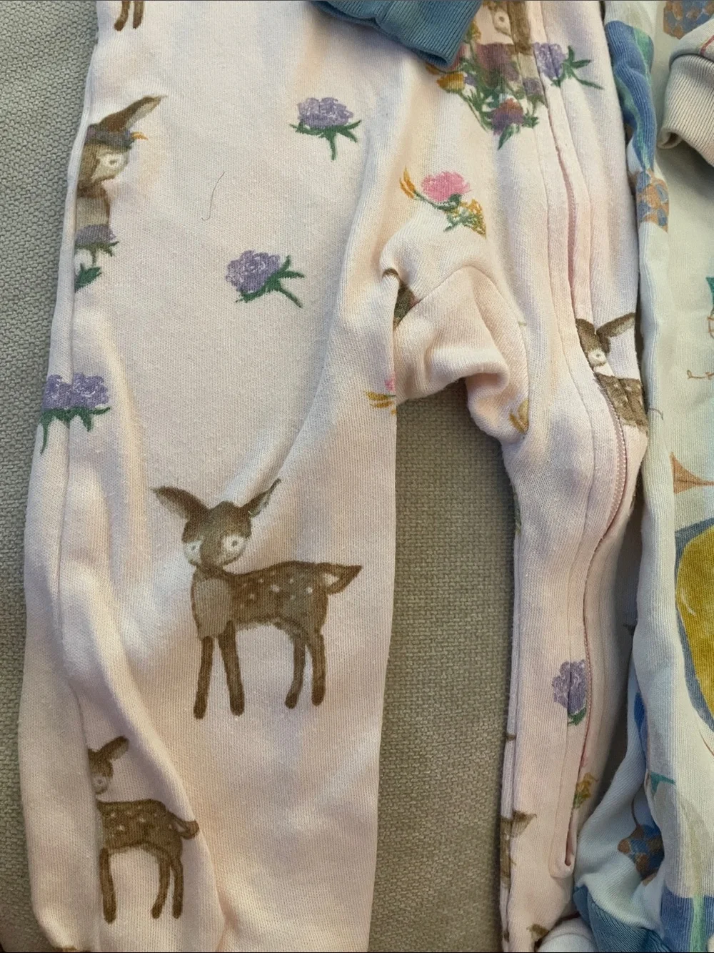 Set of 3 Burt's Bees Pastel Animal & Hot Air Balloon Footed One-Pieces